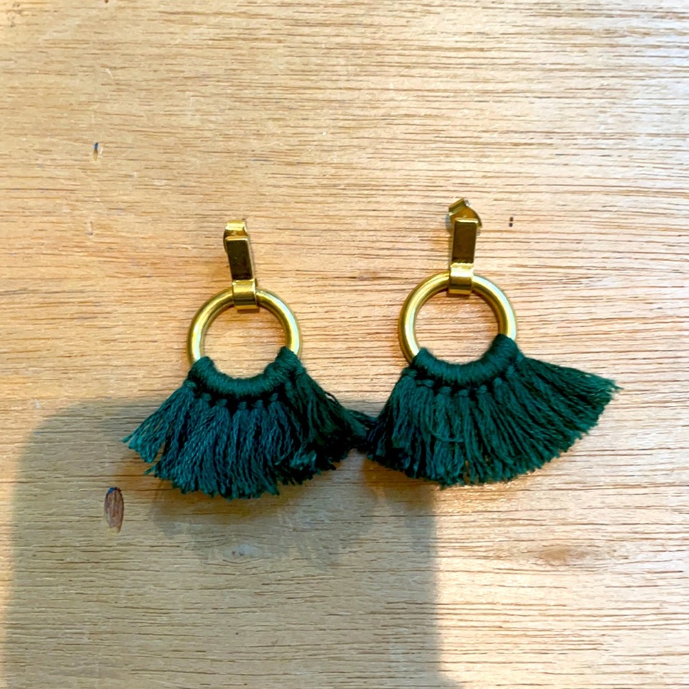 Madewell Green Short Tassel Earrings